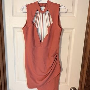 Sleeveless Strappy Cutout Mini Dress in Rust